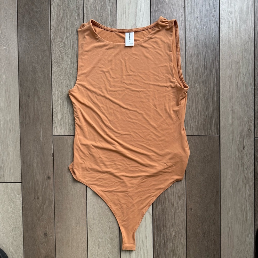 Abound Orange Bodysuit with Stretchy Fabric and Tank Style